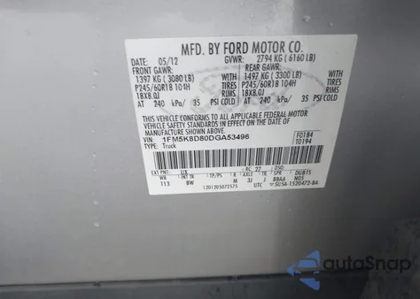 2013 Ford Explorer Xlt from USA, damaged, VIN 1FM5K8D80DGA53496